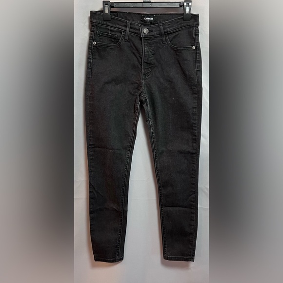 Express Women’s Mid Rise Skinny Stretch Black Jeans‎ Size 8R - Picture 1 of 12